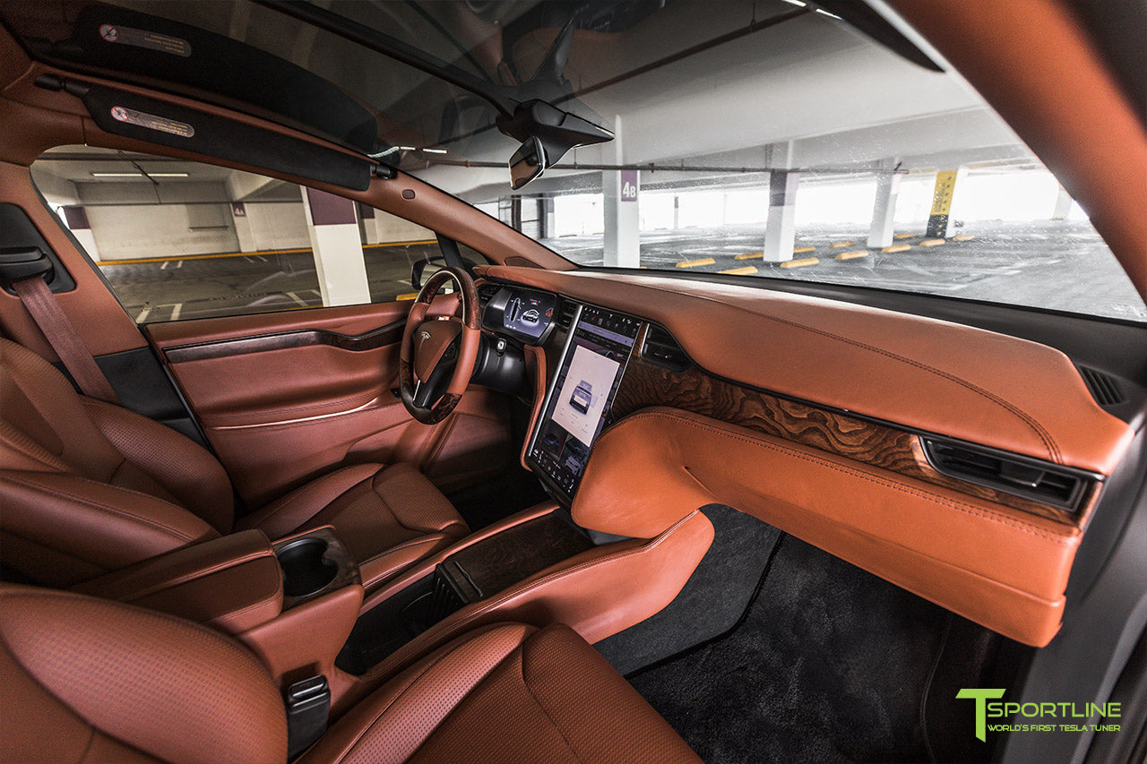 Custom Cognac Model X Interior Figured Ash Wood Trim