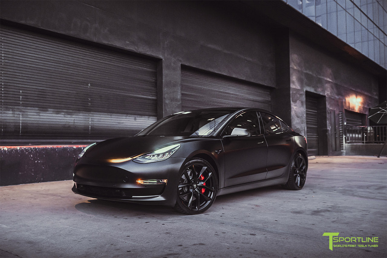 Xpel Stealth Black Tesla Model 3 With 20 Tss Wheels T Sportline Tesla Model S 3 X Y Accessories