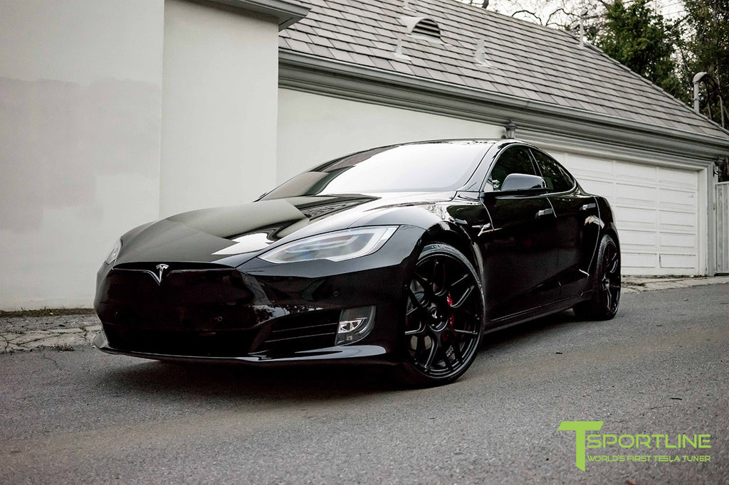 Black Tesla Model S P100D with TS117 21 Inch Forged Wheels and Window Tinting