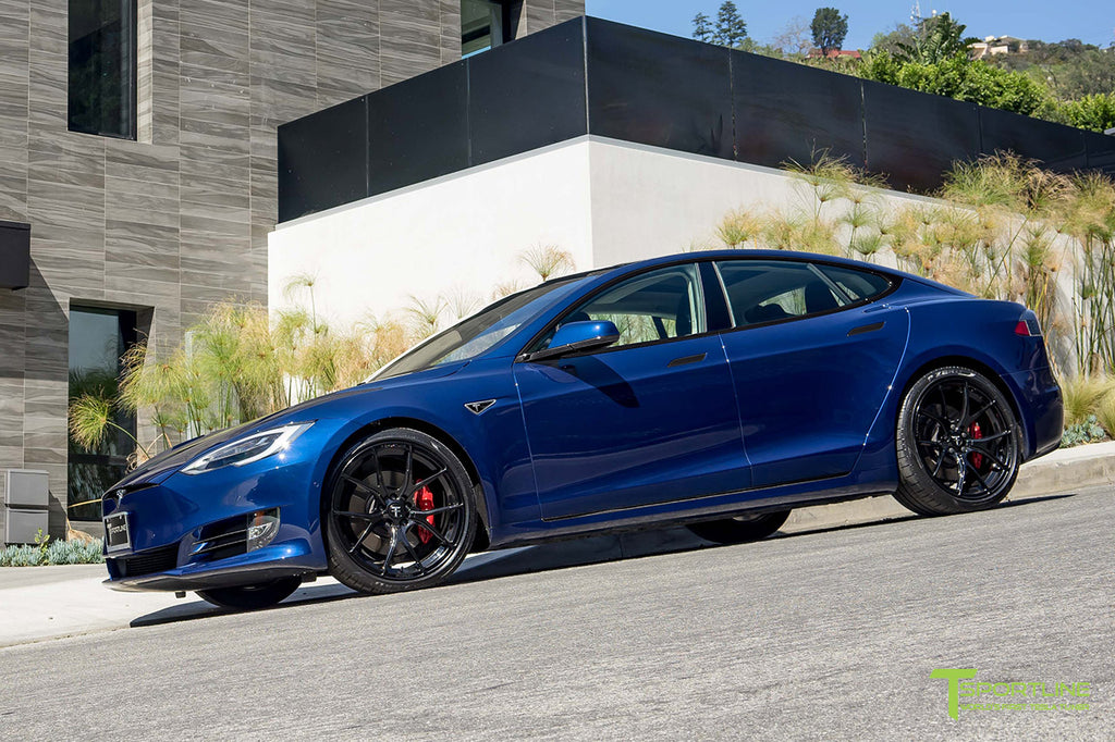 Deep Blue Metallic Model S with 3M Gloss Black Chrome Delete