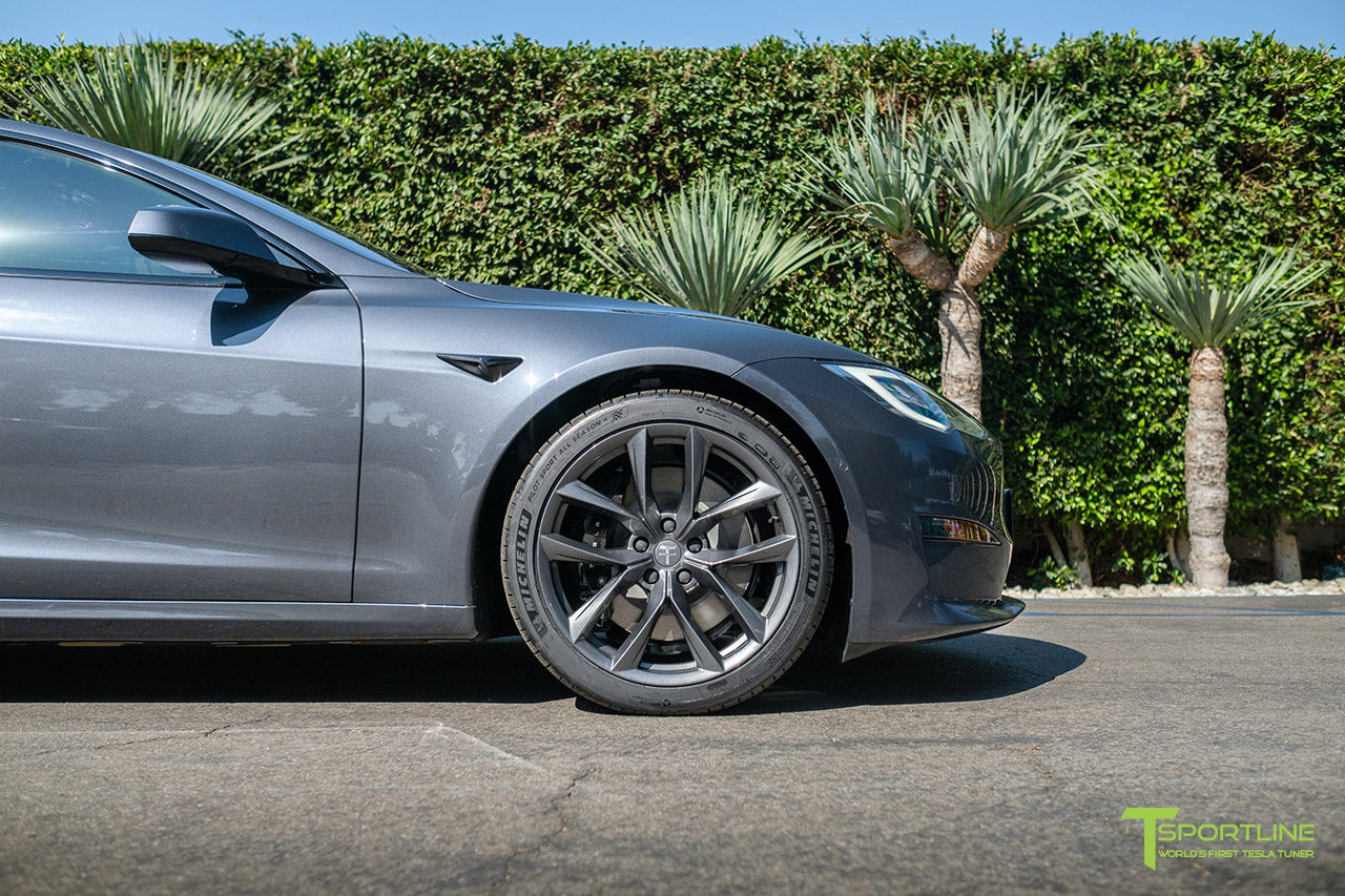 Midnight Silver Metallic Tesla Model S Long Range & Plaid with Space Gray 20" TSS Tesla Aftermarket Wheels