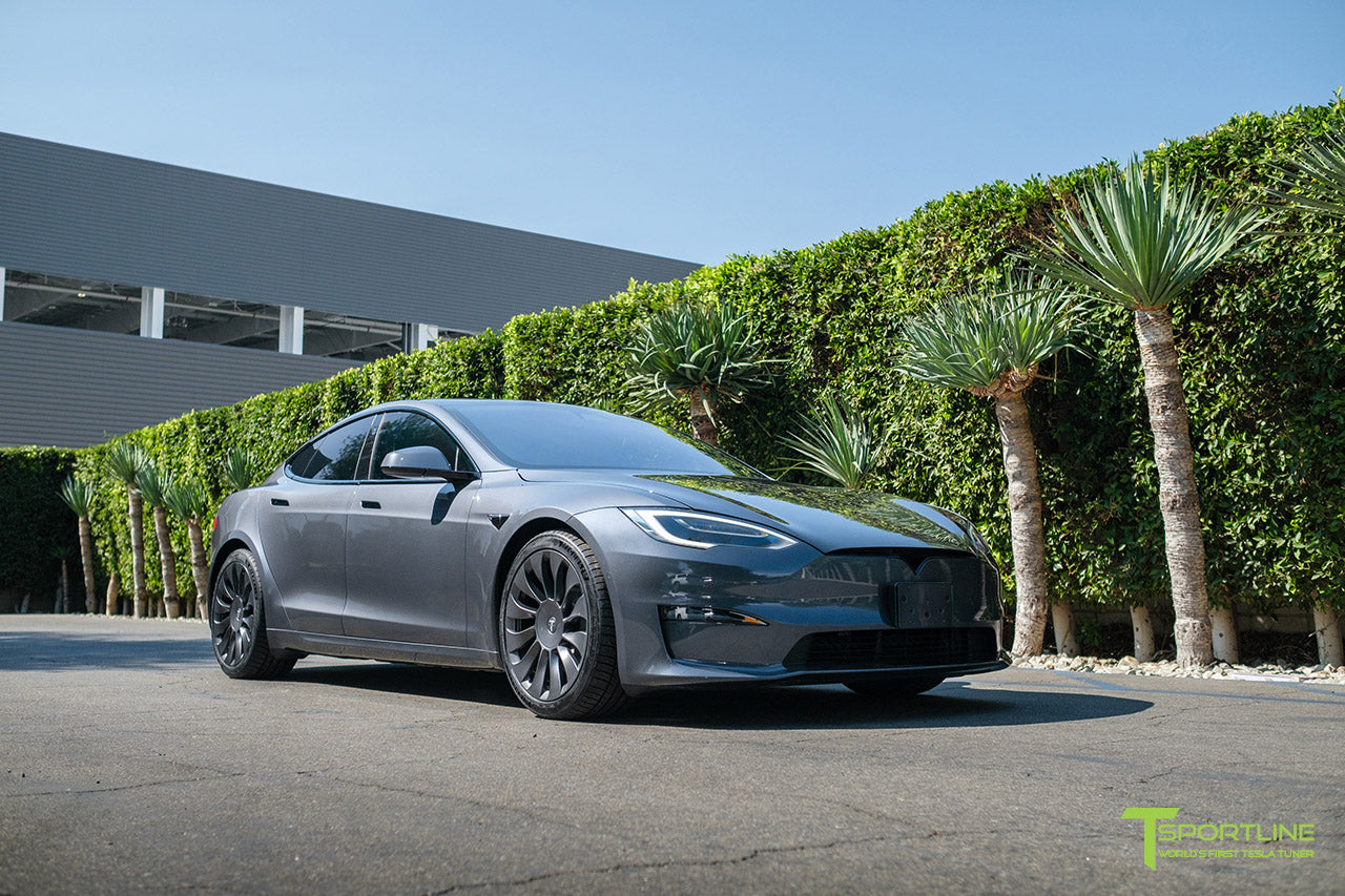 Midnight Silver Metallic Tesla Model S Long Range & Plaid with Satin Gray 20" TSV Tesla Aftermarket Wheels