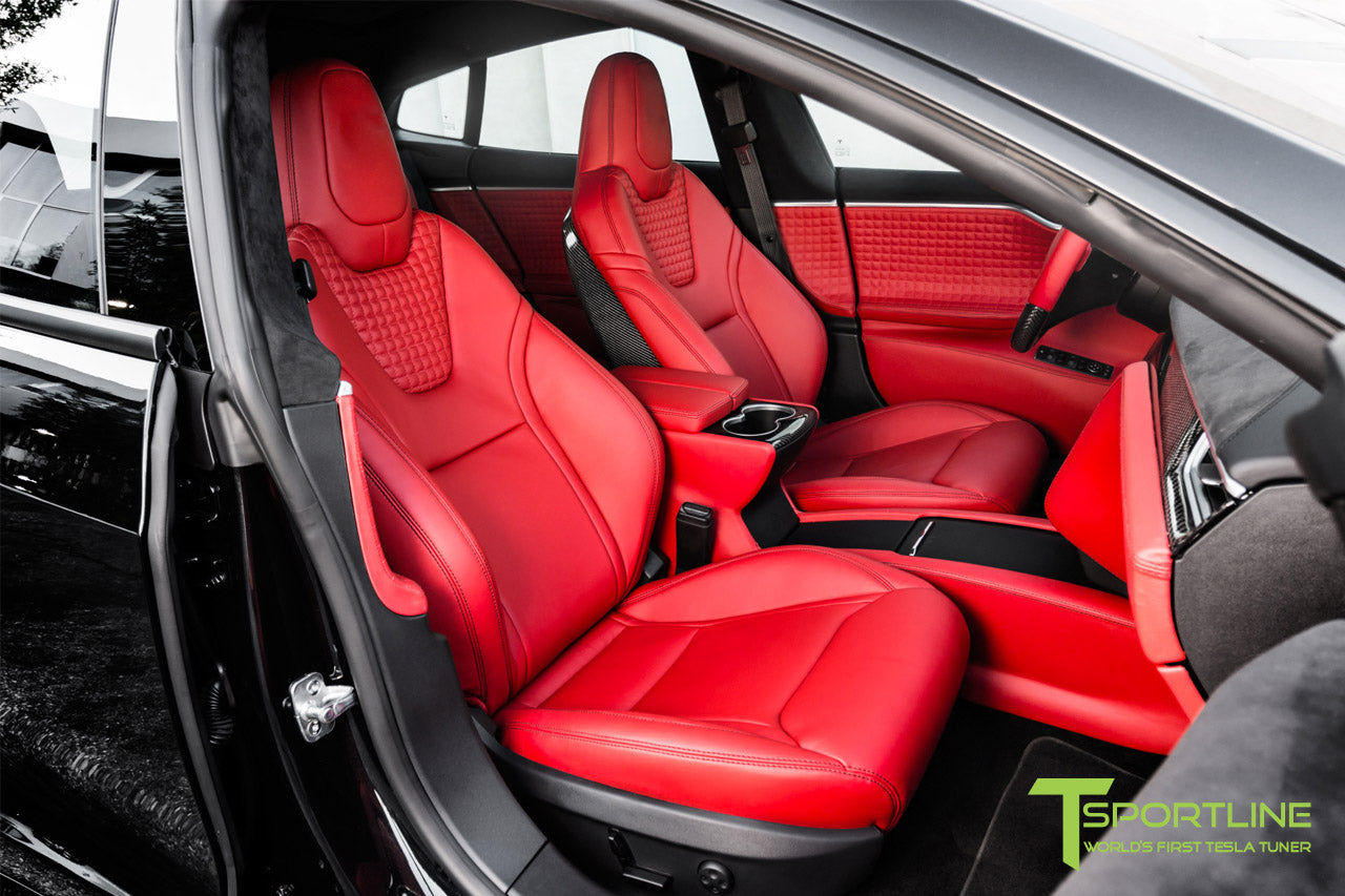 tesla model s red leather interior