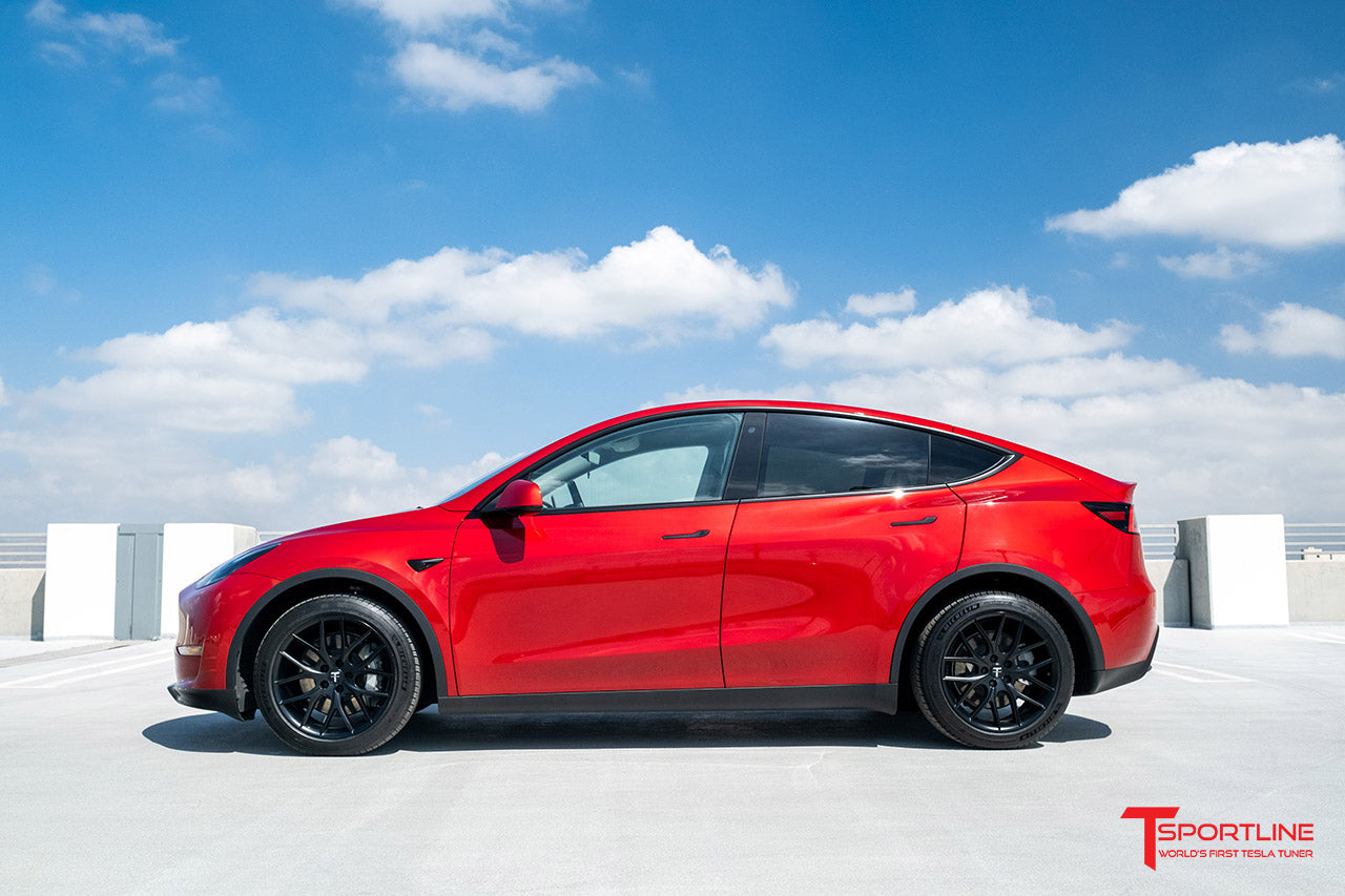 Red Multi-Coat Tesla Model Y with White Leather Interior Upgrade - T  Sportline - Tesla Model S, 3, X & Y Accessories