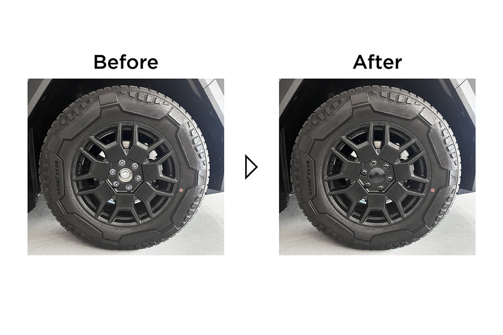 Removing Cybertruck Aero Cover and Replacing with Center Caps and Lug Covers