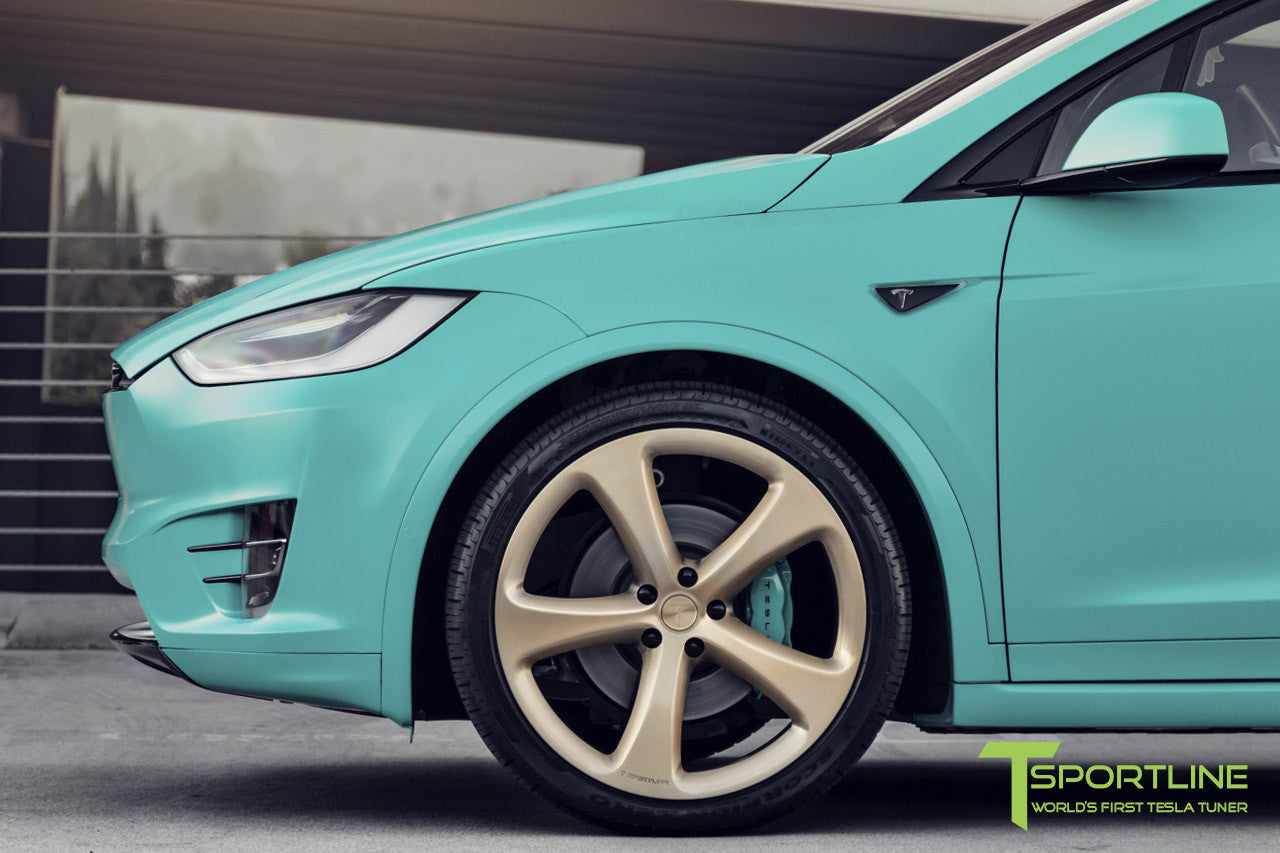 Tesla Model X with Painted Blue Calipers on 22 inch Forged Wheels MX5