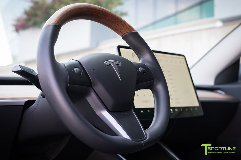 Tesla Model 3/Y Open Pore Wood Steering Wheel - T ...