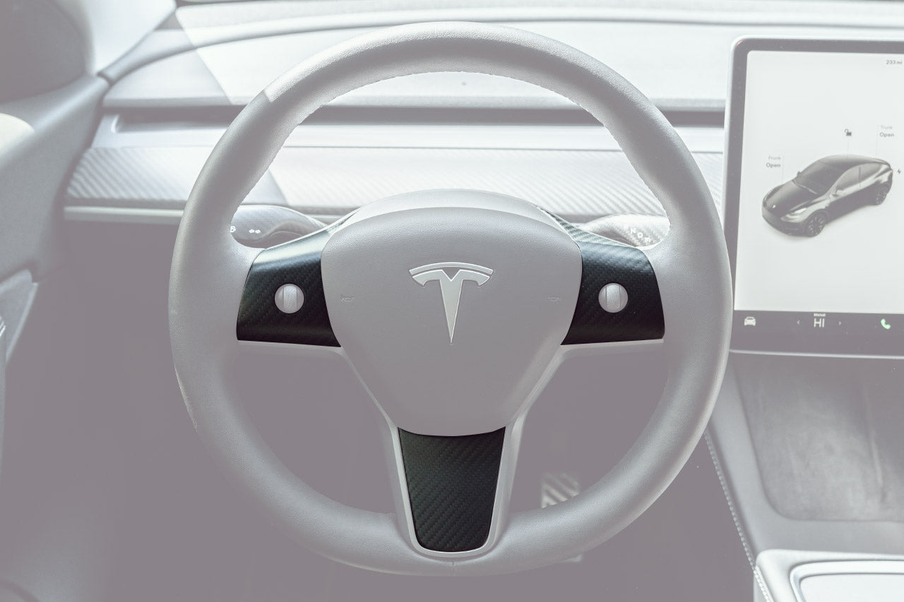 Tesla Model 3 Carbon Fiber Steering Wheel Trim Appliqués (Set of 3) T