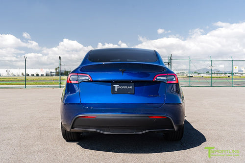 Deep Blue Metallic Tesla Model Y Dual Motor with Carbon Fiber Dash - T  Sportline - Tesla Model S, 3, X & Y Accessories