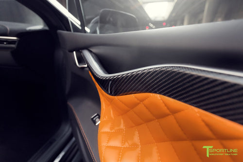 Ferrari Black & Lamborghini Orange Model X Interior - Gloss Carbon Fib - T  Sportline - Tesla Model S, 3, X & Y Accessories