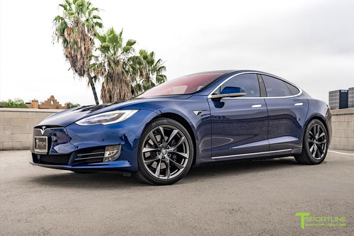 Deep Blue Metallic Tesla Model Y Dual Motor with Carbon Fiber Dash - T  Sportline - Tesla Model S, 3, X & Y Accessories