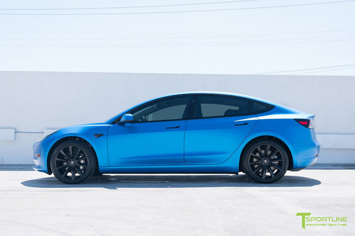 3M Satin Perfect Blue Tesla Model 3 - T Sportline - Tesla Model S