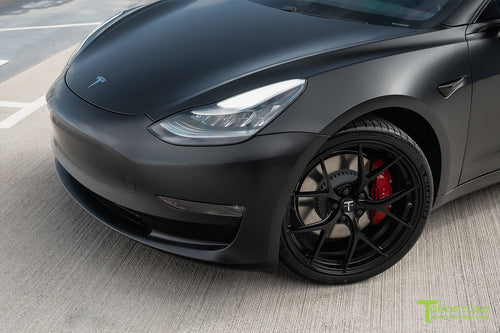 Satin Black Performance Tesla Model 3 with Matte Black 20 M3115 Forged  Wheels by T Sportline