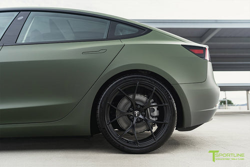 Tesla Model 3, Matte Military Green Vinyl Wrap