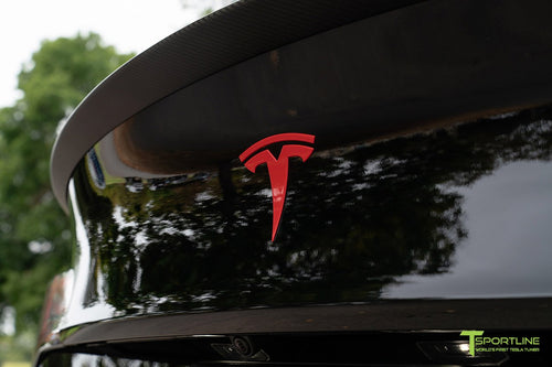 Black Tesla Model Y 7-Seat Configuration in Red Leather Insignia - T  Sportline - Tesla Model S, 3, X & Y Accessories