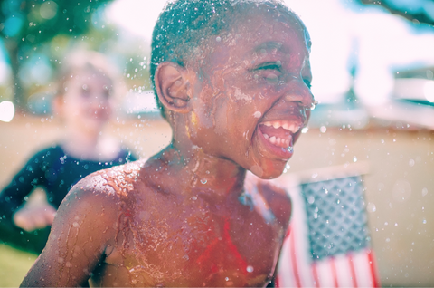 happy child with water