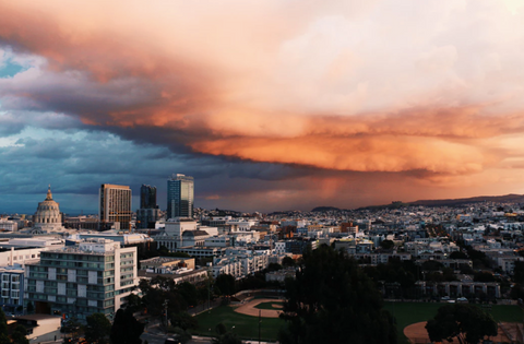 city in a storm