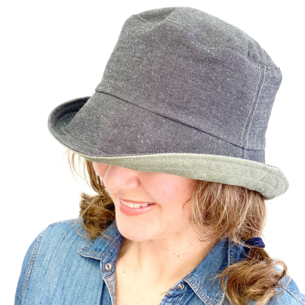 Adult Fleece PILLBOX Hat Gray/red Fleece Hat Women's 