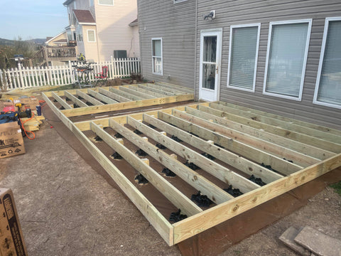 deck, deck build, deck frame, tufflblocks, deck blocks, deck footings, lumber, home, DIY, backyard renovation, renovation 