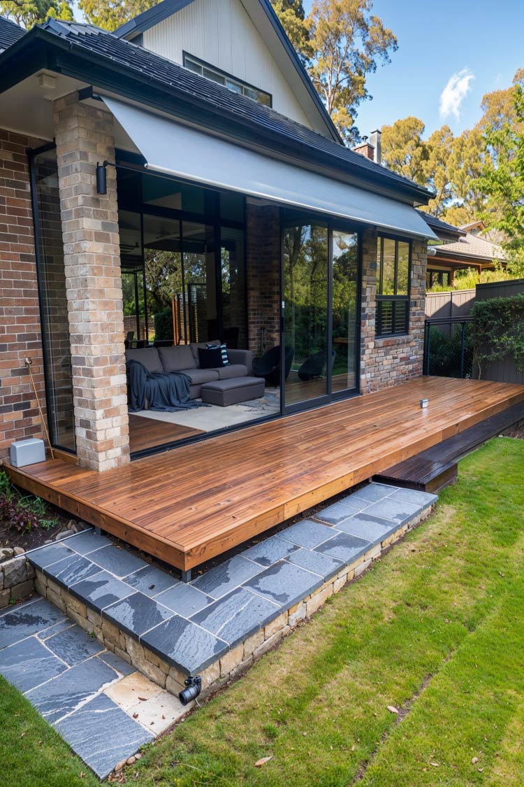 simple patio deck in rustic home