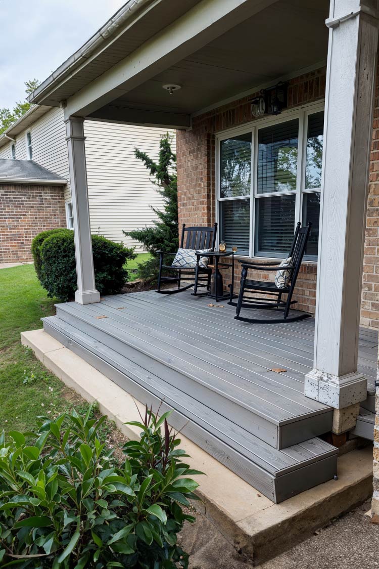patio deck, porch deck with steps to yard