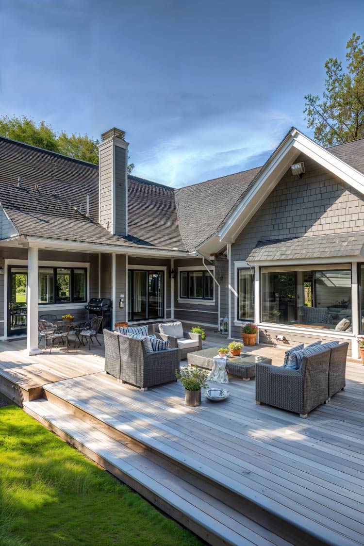 patio deck in traditional home with outdoor seating