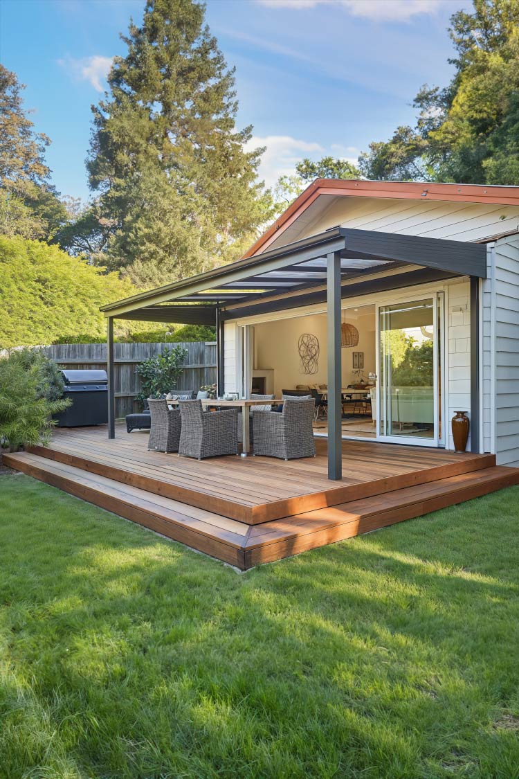 minimalistic patio deck with gazebo