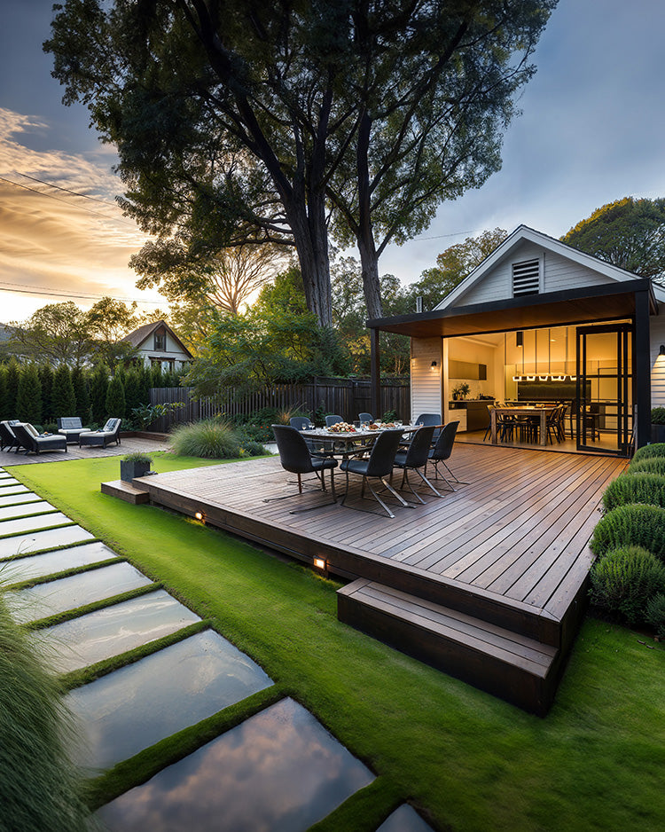 traditional house with beautiful ground deck