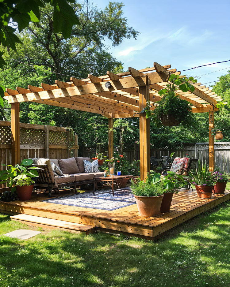 ground deck platform idea with gazebo design