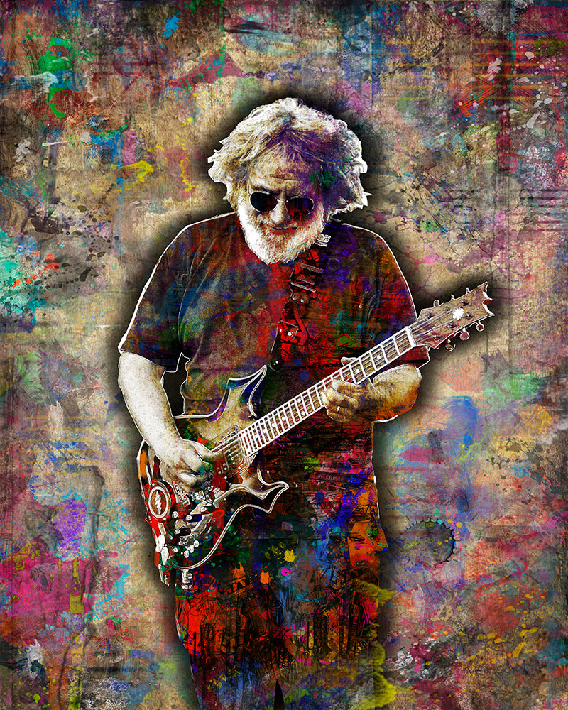 Jerry Garcia Poster, Jerry Garcia Portrait Gift, Grateful Dead Colorfu