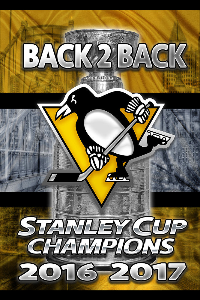 Pittsburgh Penguins Back 2 Back Stanley Cup Championship Poster Pitts Mcqdesign