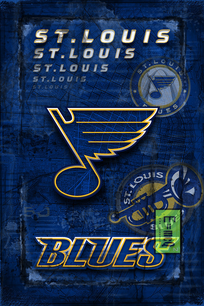 St. Louis Blues Hockey Poster, Blues Hockey Print, STL Blues in front – McQDesign