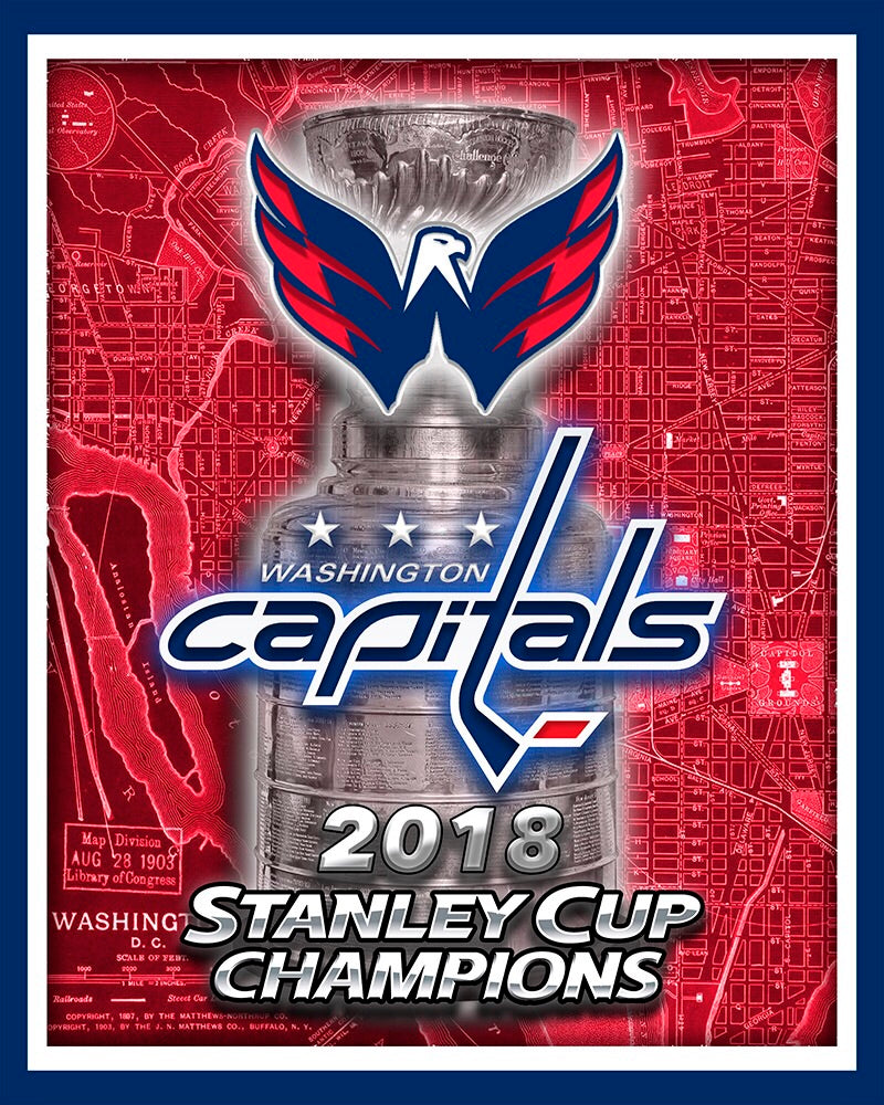 Washington Capitals 18 Stanley Cup Championship Map Poster Mcqdesign