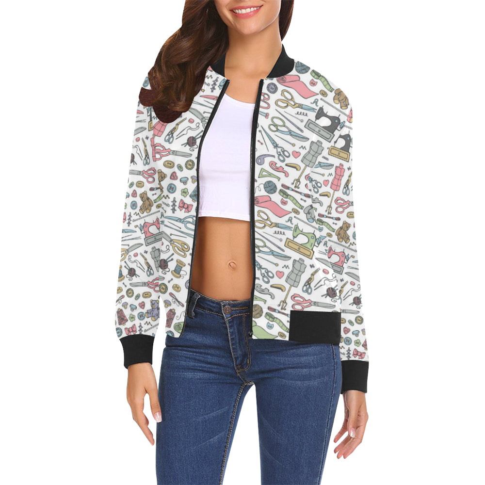 Sewing Pattern All Over Print Bomber Jacket for Women uscoolprint