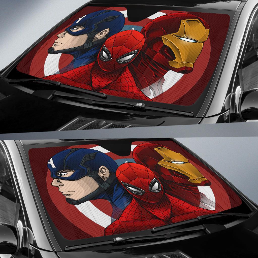 Spiderman Iron Man Captain America Auto Car Sun Shade Windshield ...