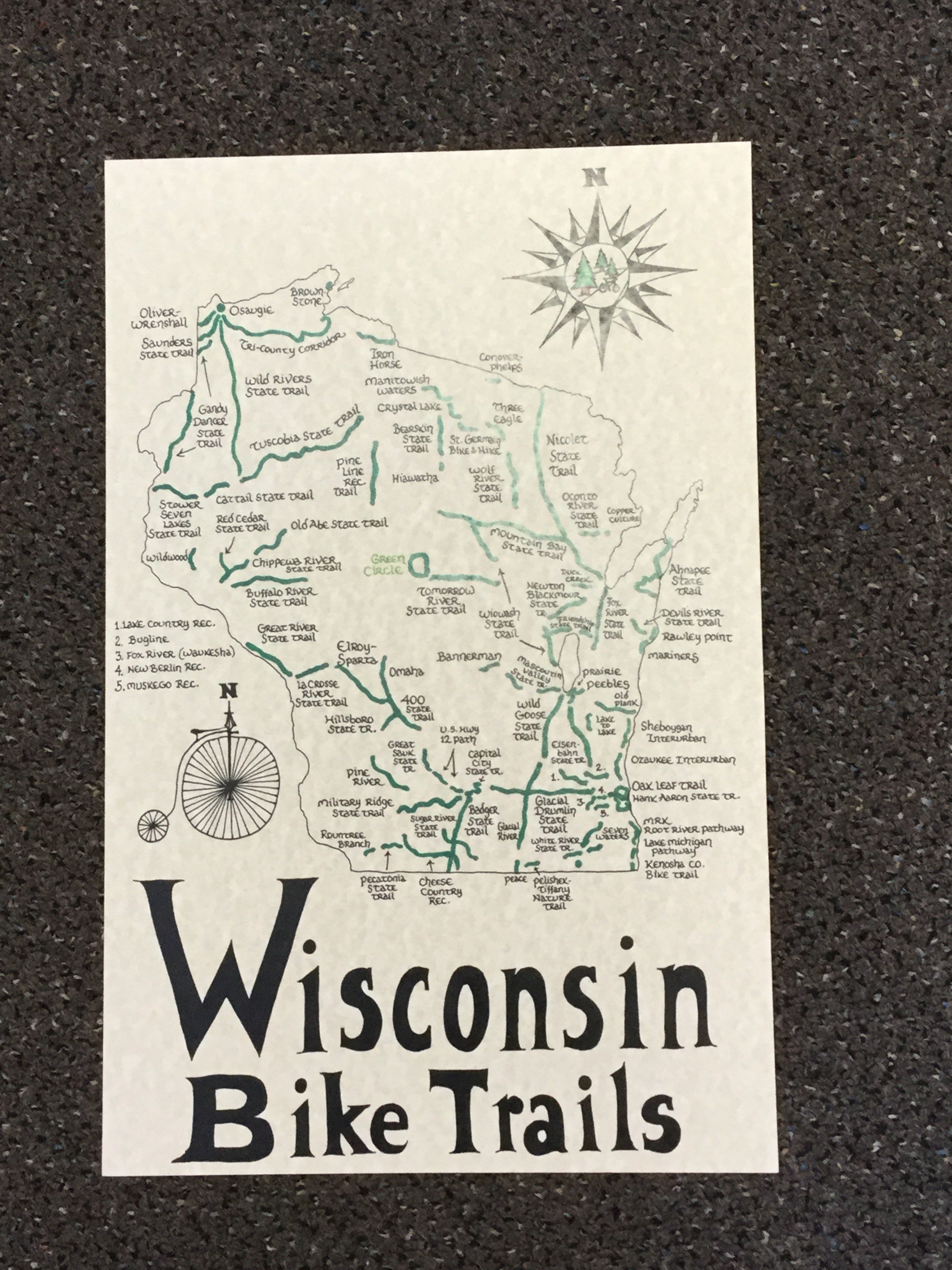 Wisconsin Bike Trails Map Blue Moon Emporium