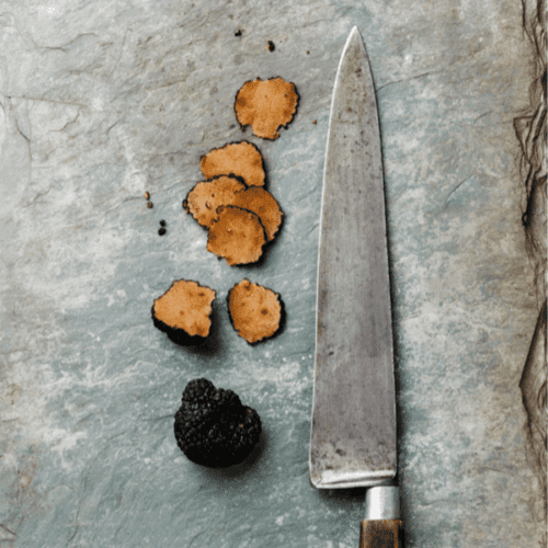Sliced black truffle for truffle butter sauce