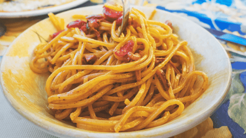 Spaghetti alla chitarra With Pork and Lamb Ragù Sauce