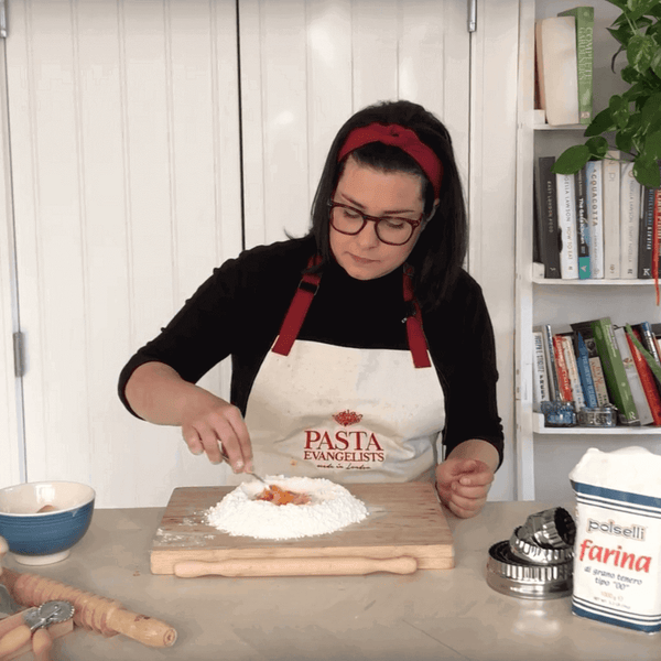 Pasta Evangelists how to make tagliatelle - step 3 beat together eggs and flour