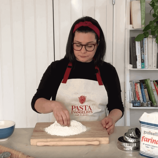 Pasta Evangelists how to make fresh pasta - step 1 make a well in flour