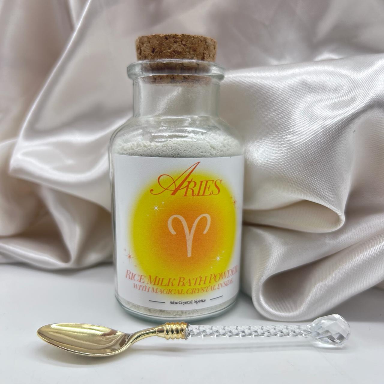 Crystal Spoon And Aries Rice Milk  Bath Powder