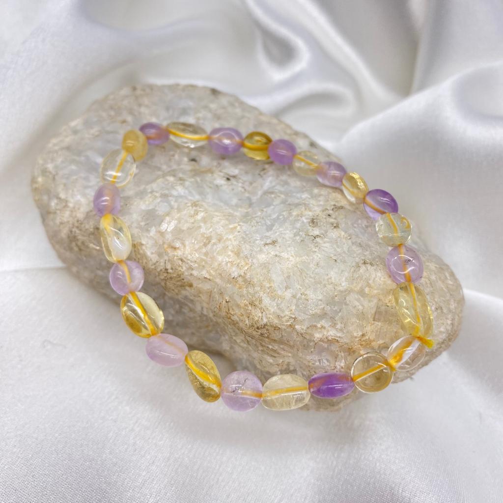 Citrine and Amethyst Nugget Crystal Bracelet