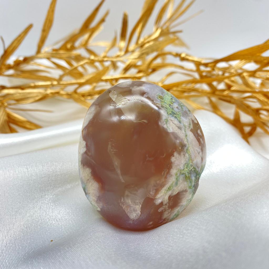 Peace and Passion Flower Agate Oval