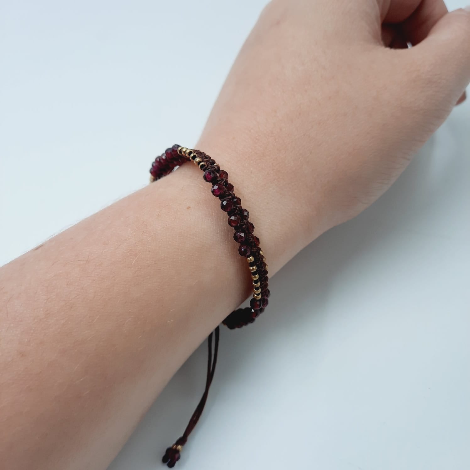 Spessartine Garnet Crystal Macrame Bracelet