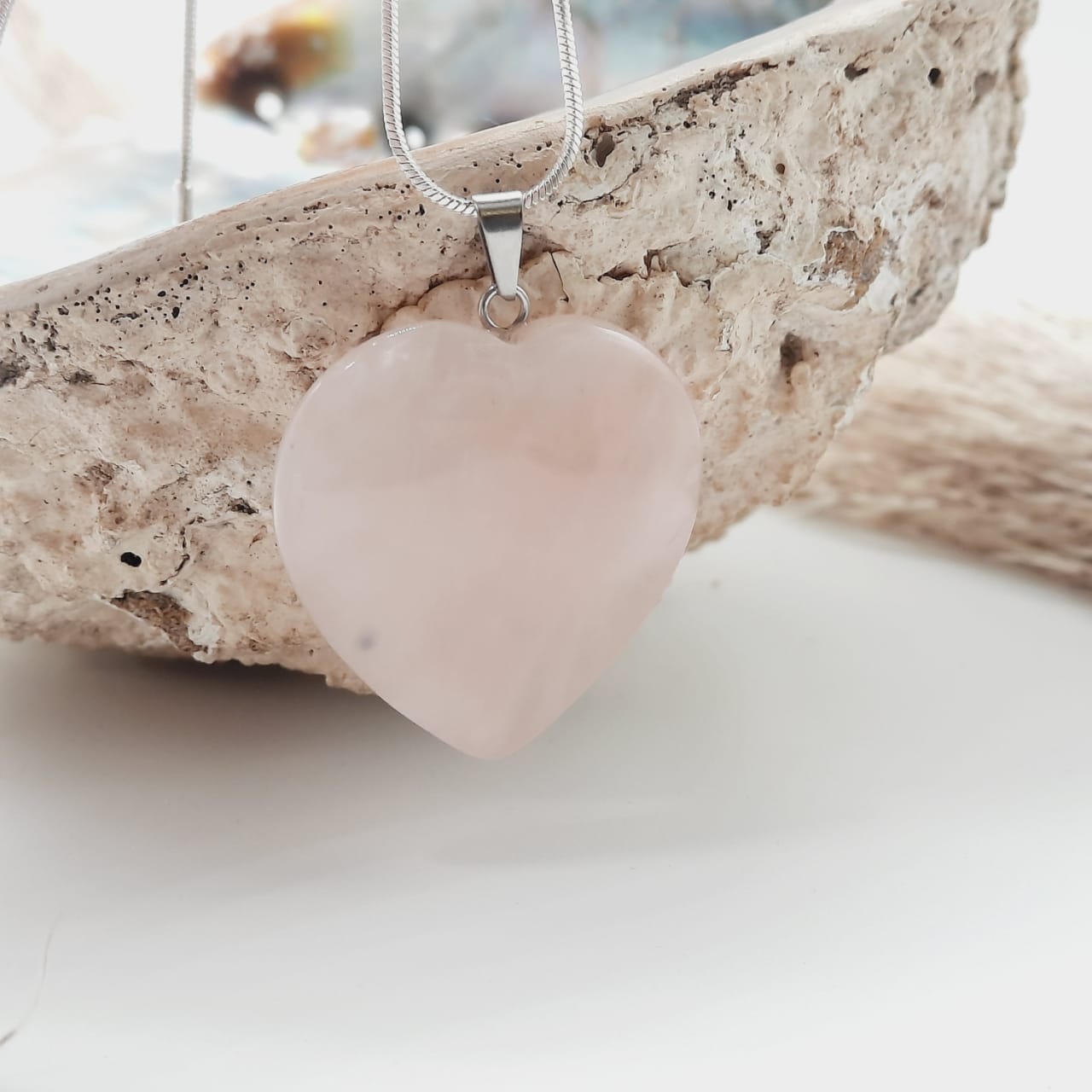 Large Rose Quartz Heart Pendant