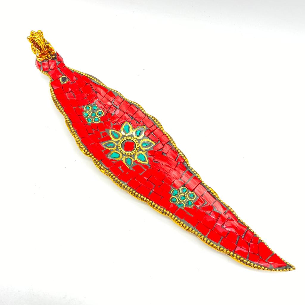 Red Mosaic Ganesha Incense Holder