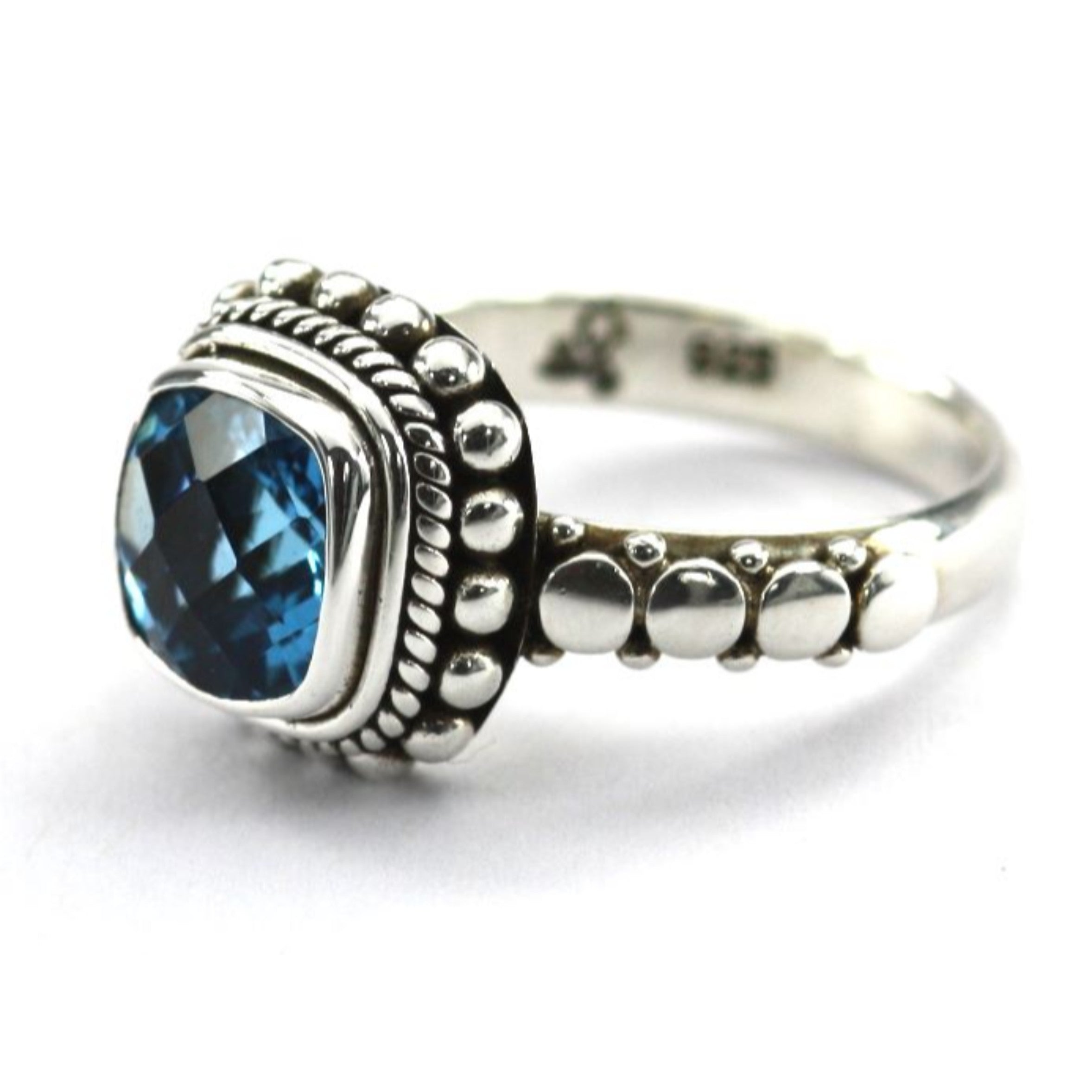 Indiri Bali Dot Detail Blue Topaz Ring