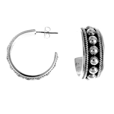 MM M1-591 16 BEADED ROPE HOOP  POST EARRINGS