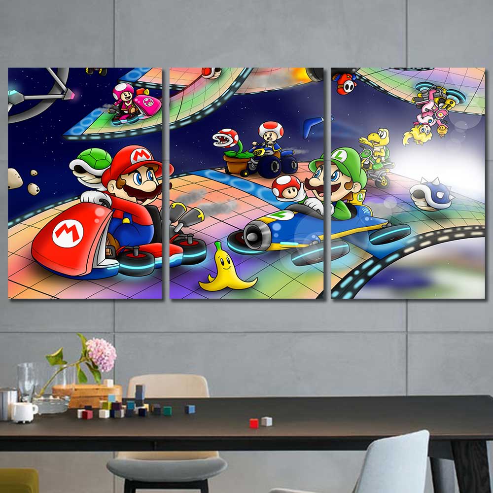 Mario Brothers Mario Kart Framed Canvas Home Decor Wall Art Multiple C The Force Gallery 1072