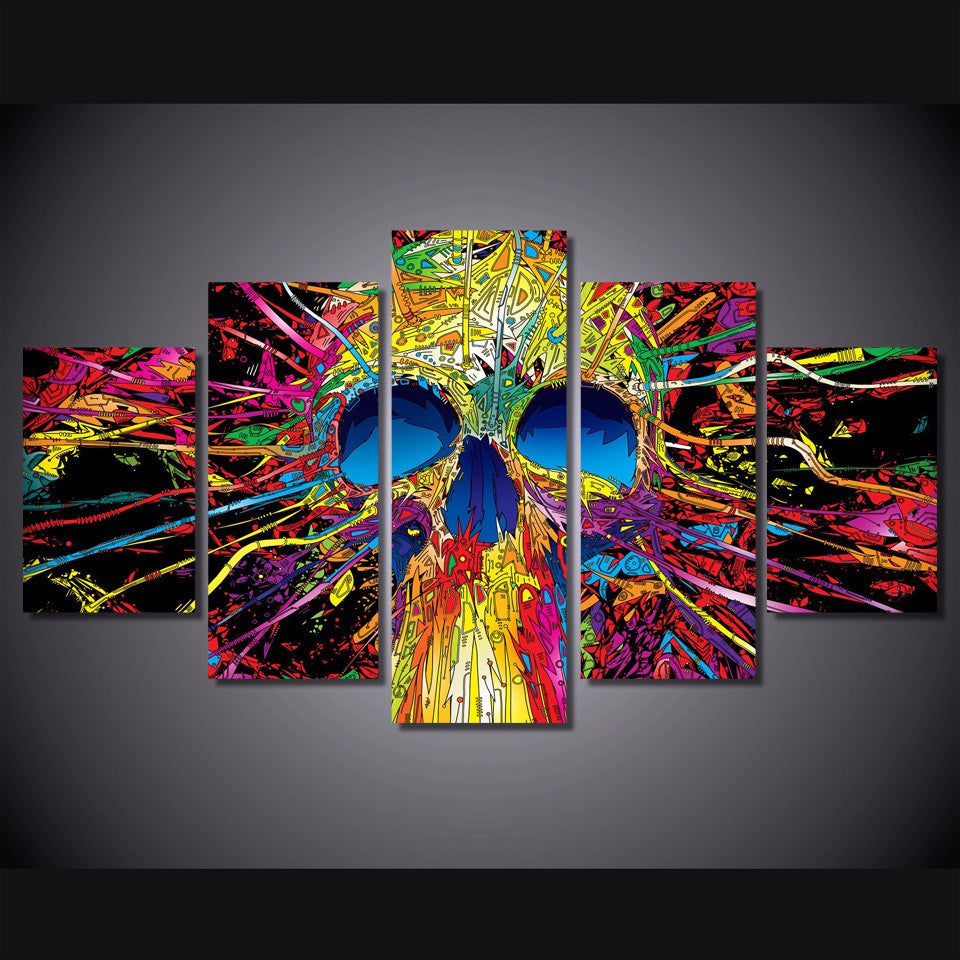 Colorful Skull Canvas Print Wall Art – The Force Gallery